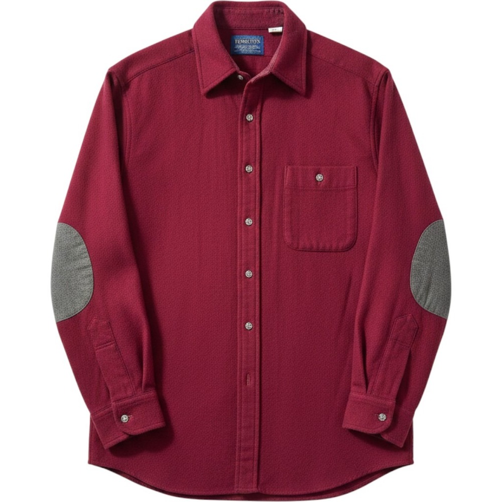 Pendleton Wool Trail Shirt Large Red Elbow Patches Button Up Flannel Americana